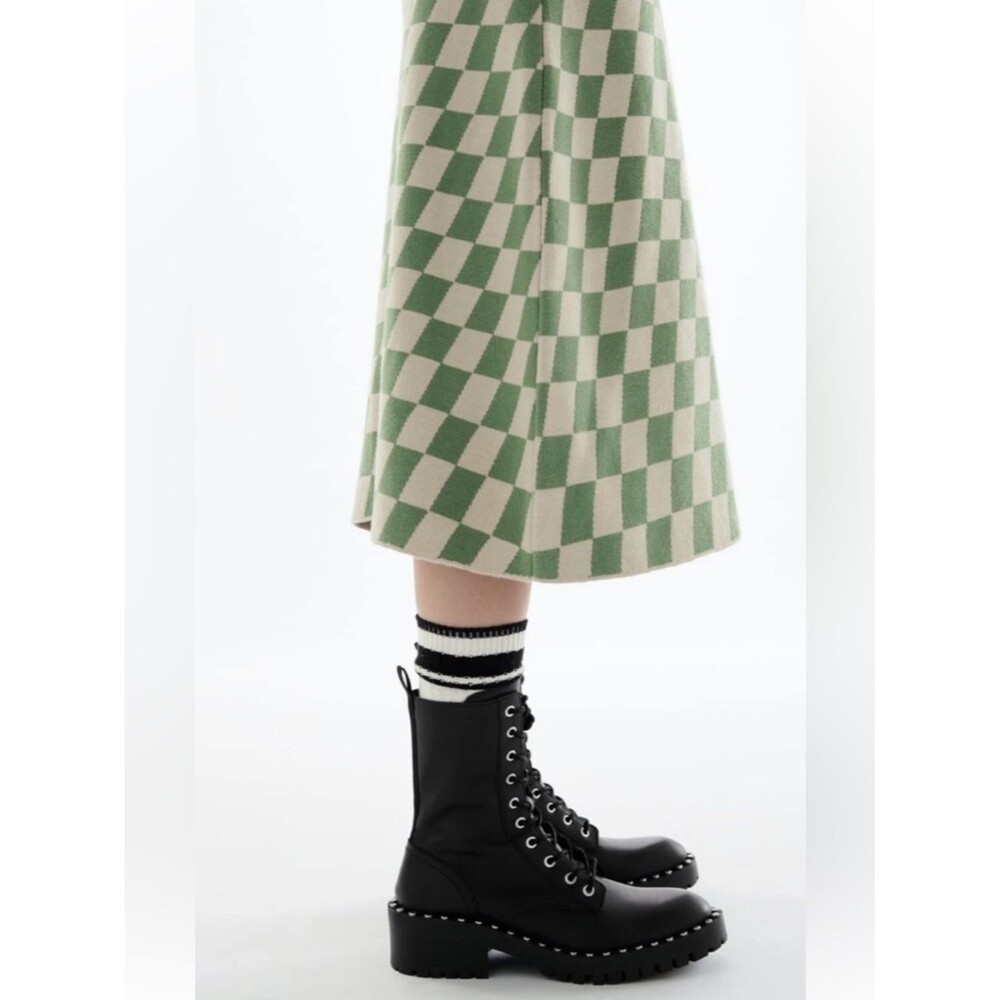 Zara Women’s Black Lace-Up Platform Combat Boots Studded - Picture 2 of 10